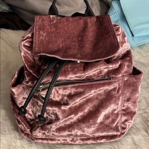 Velvet pink backpack purse